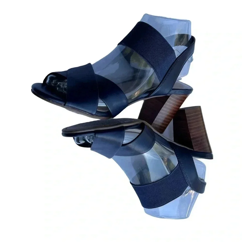 UNISA Dark Blue Strap Heeled Sandals•Women’s Size 61/2•Worn Once Great Condition